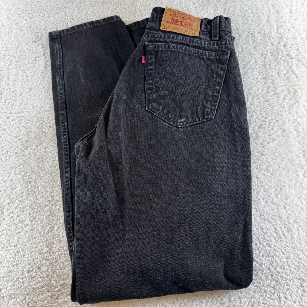 Vintage Levis 560 Jeans Mens 34x34 Tag (32x34 Fit) Loose Tapered Black Made USA